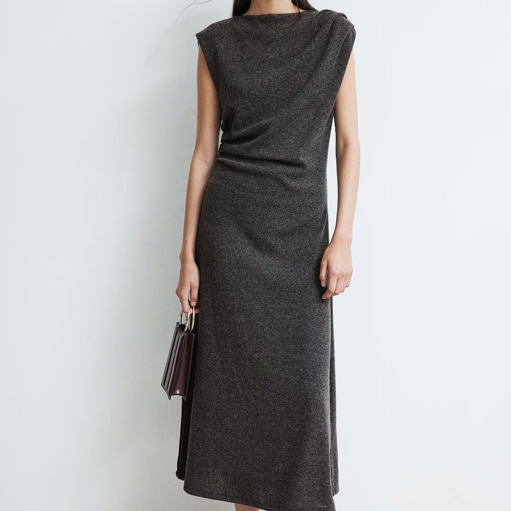 Dark grey Draped Bodycon Dress
